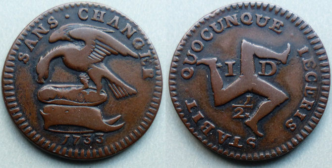 Isle of Man, 1733 halfpenny